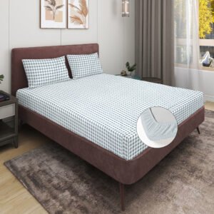 RD TREND Presents Elastic Fitted Queen Size Double Bed Sheet With 2 Pillow Covers (Grey)