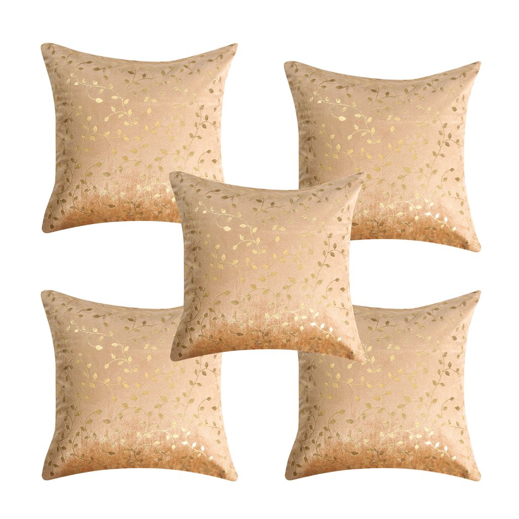 RD TREND Velvet Cushion Covers 16 x 16 inches,Set of 5(Beige)