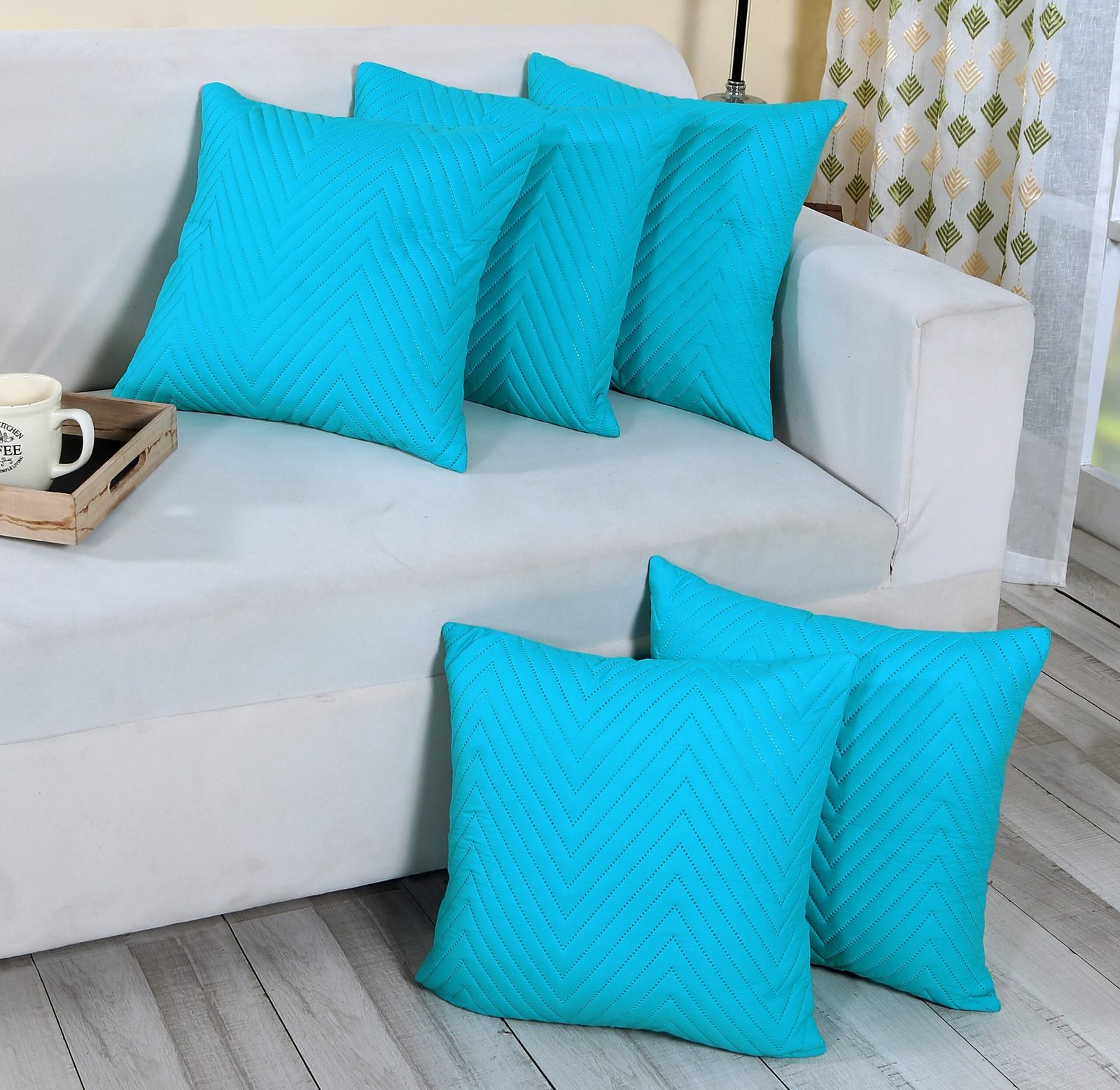 RD TREND UltraSonic Microfiber Cushion Covers,16 x 16 inches, Set of 5, 250 TC, Back Zipper (Firoji)