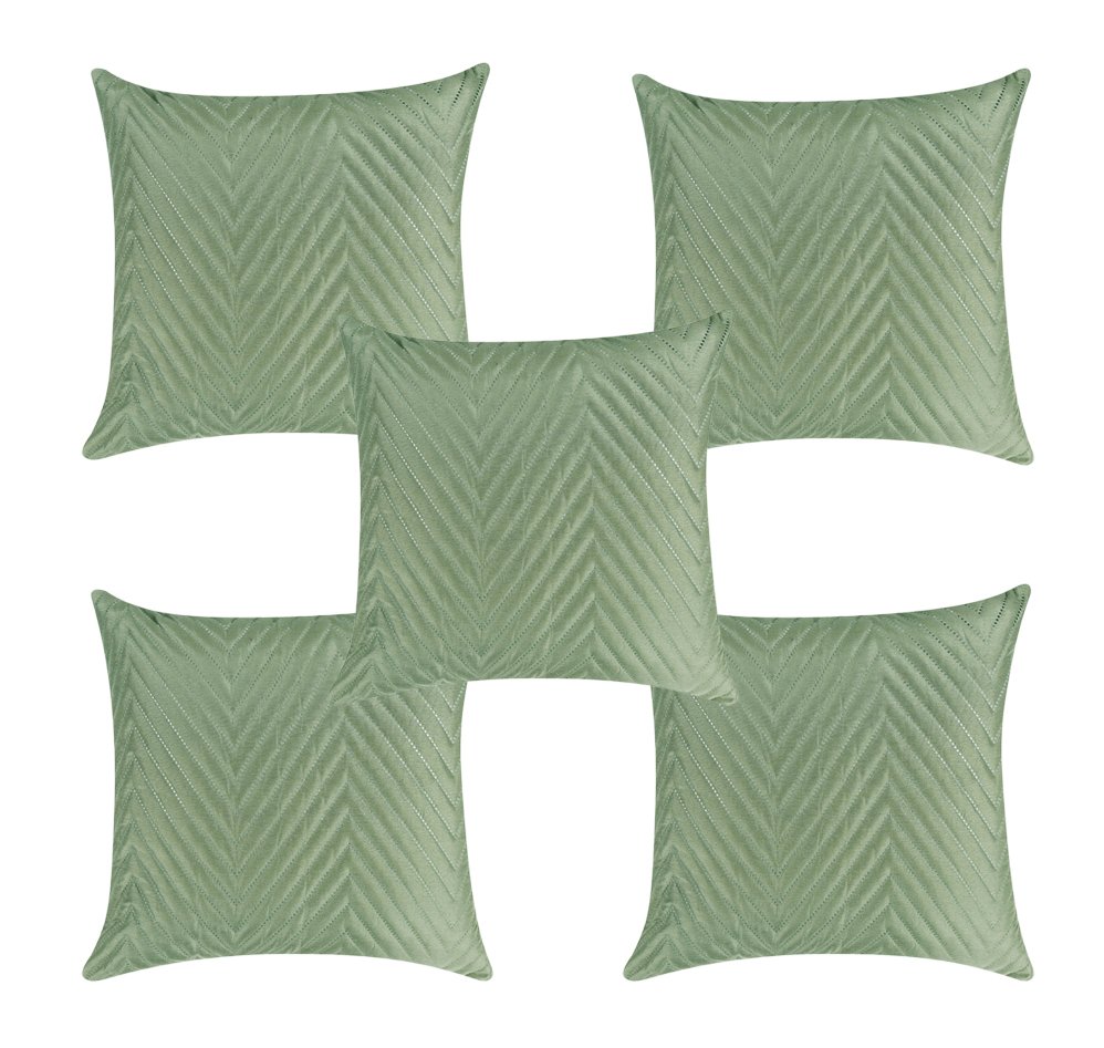 RD TREND UltraSonic Microfiber Cushion Covers,16 x 16 inches, Set of 5, 250 TC, Back Zipper (Miltry Green)