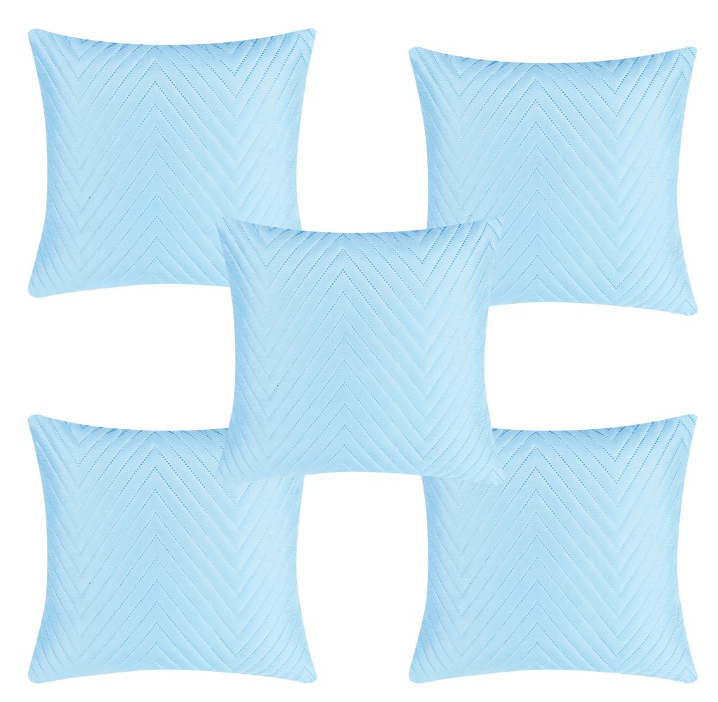 RD TREND UltraSonic Microfiber Cushion Covers,16 x 16 inches, Set of 5, 250 TC, Back Zipper (Sky Blue)