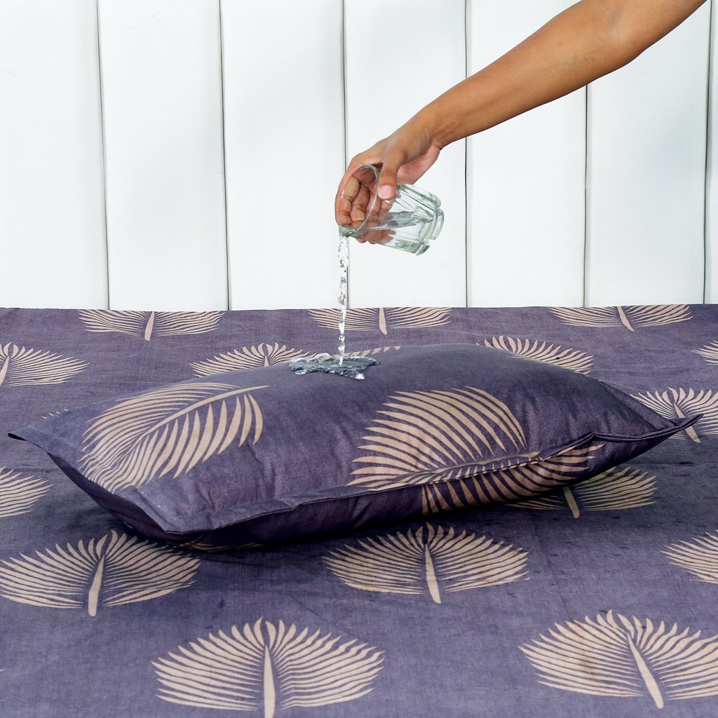 RD TREND Waterproof Elastic Fitted Bedsheet, King Size 72x78x8 Inch, with 2 Waterproof Pillow Covers 18x28 Inch, Washable, Wrinkle Resistant Grey Tree