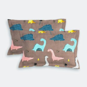 RD TREND Waterproof Elastic Fitted Bedsheet, King Size 72x78x8 Inch, with 2 Waterproof Pillow Covers 18x28 Inch, Washable, Wrinkle Resistant Multi Dinosaur