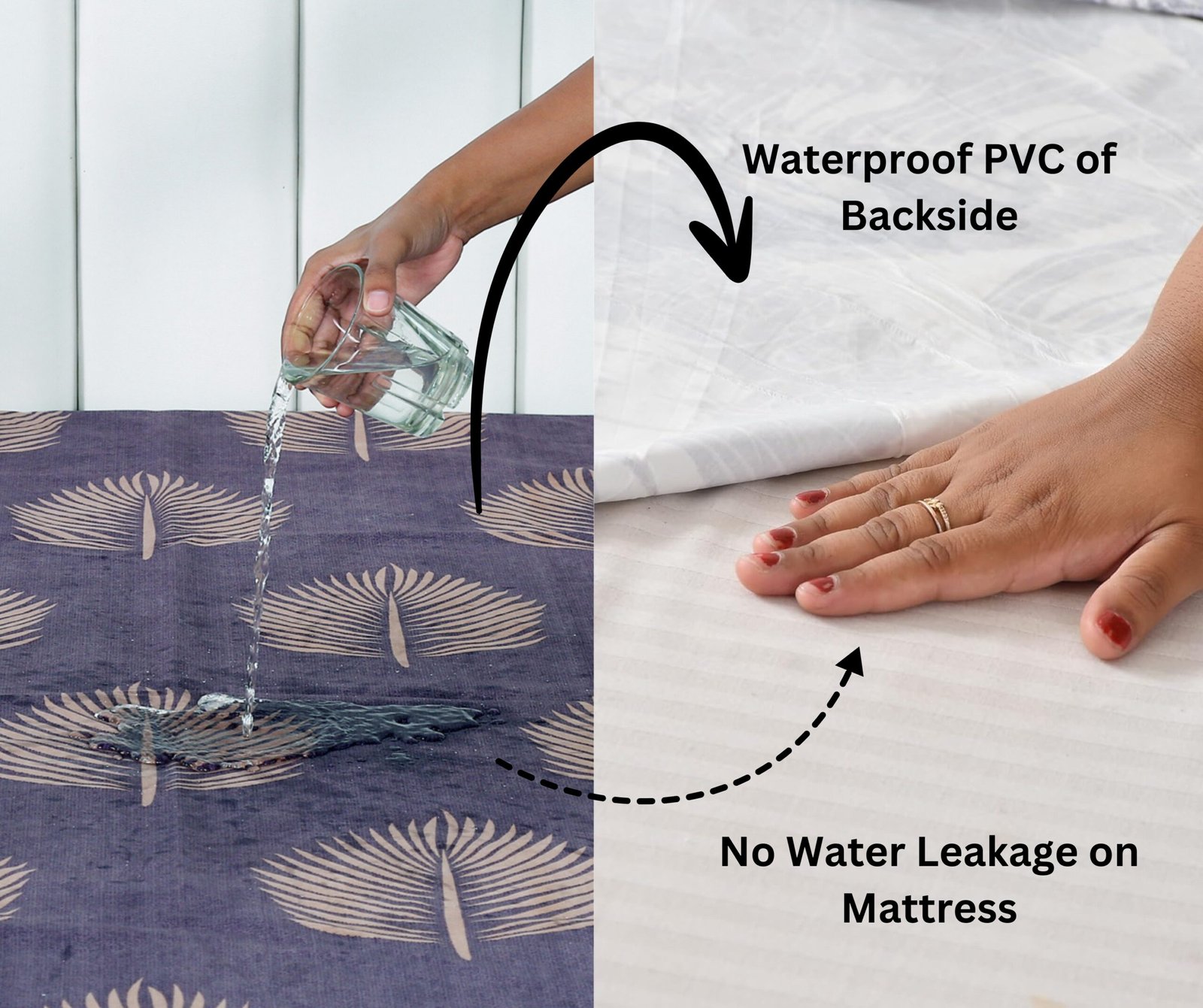 RD TREND Waterproof Elastic Fitted Bedsheet, King Size 72x78x8 Inch, with 2 Waterproof Pillow Covers 18x28 Inch, Washable, Wrinkle Resistant Grey Tree