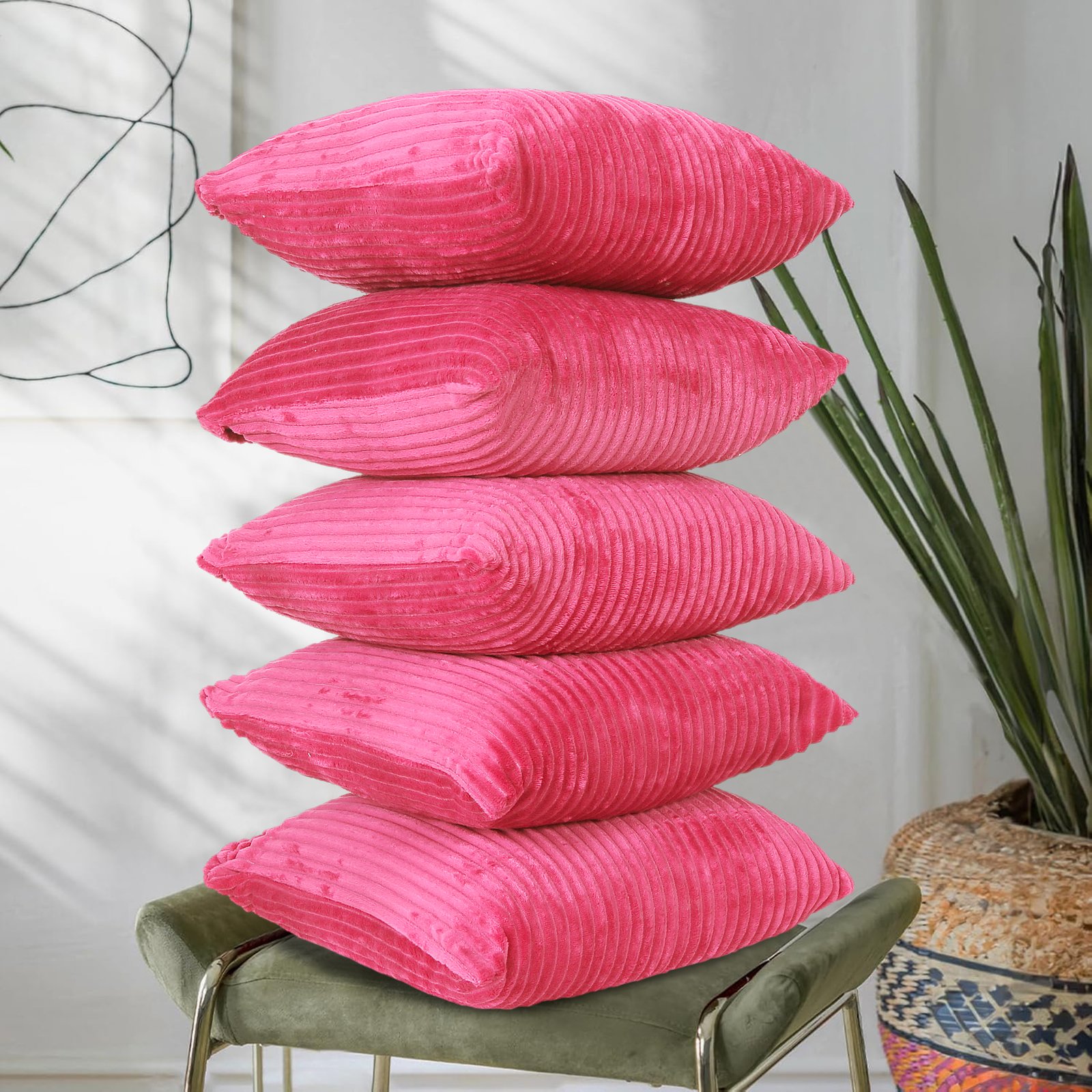 RD TREND Ultra Soft Cushion Covers 16 x 16 inches, Set of 5 (Salmon)