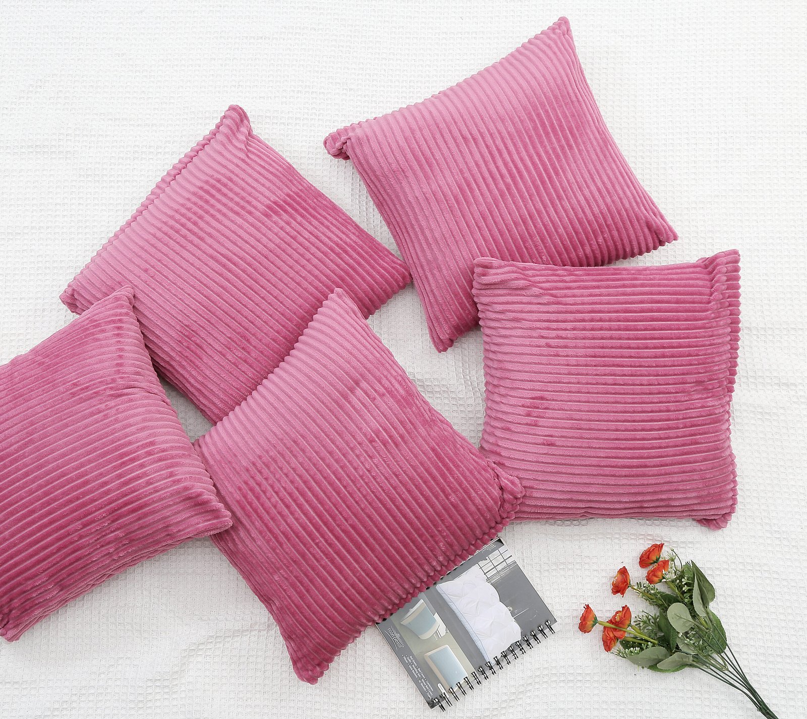 RD TREND Ultra Soft Cushion Covers 16 x 16 inches, Set of 5 (Light Pink)