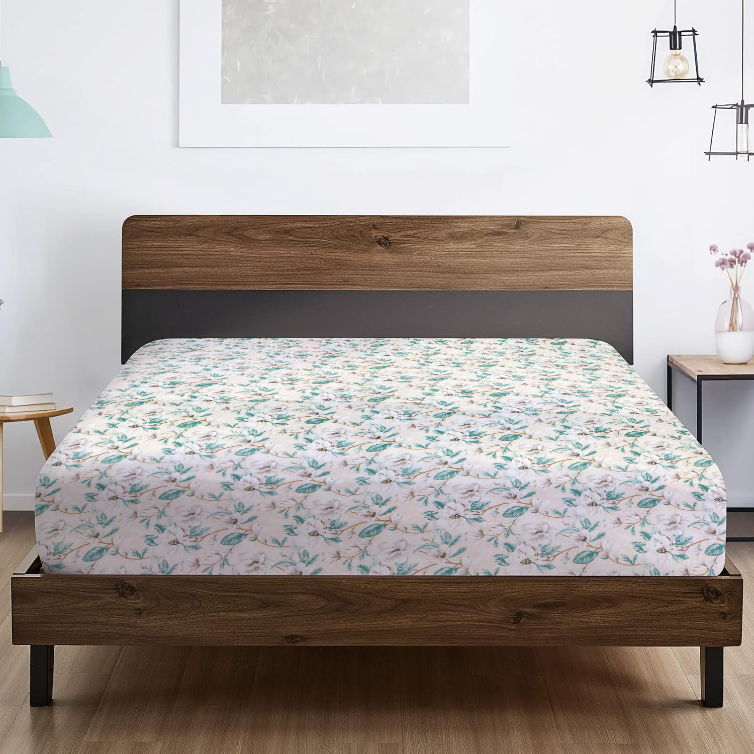 RD TREND® 360° Fitted Bedsheets Double Size 78x60x8 Inch, Elastic Bedsheets for Queen Size Bed with 2 Pillow Covers-18x28 Inch (Brown)