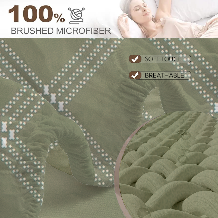 RD TREND® 360° Fitted Bedsheets Double Size 78x60x8 Inch, Elastic Bedsheets for Queen Size Bed with 2 Pillow Covers-18x28 Inch (Green)