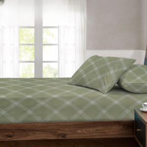 RD TREND® 360° Fitted Bedsheets Double Size 78x60x8 Inch, Elastic Bedsheets for Queen Size Bed with 2 Pillow Covers-18x28 Inch (Green)