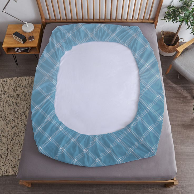 RD TREND® 360° Fitted Bedsheets Double Size 78x60x8 Inch, Elastic Bedsheets for Queen Size Bed with 2 Pillow Covers-18x28 Inch (Lines-Blue)