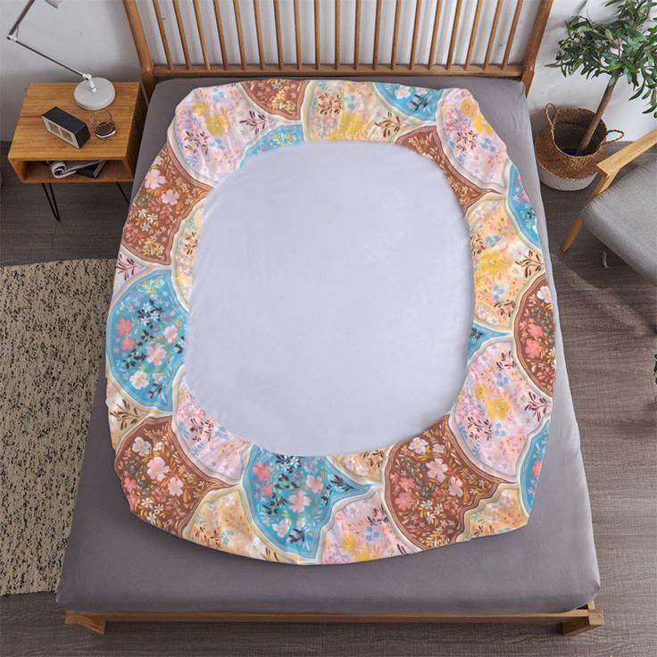 RD TREND® 360° Fitted Bedsheets Double Size 78x60x8 Inch, Elastic Bedsheets for Queen Size Bed with 2 Pillow Covers-18x28 Inch (Circls-Multi)