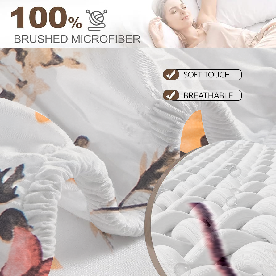 RD TREND® 360° Fitted Bedsheets Double Size 78x60x8 Inch, Elastic Bedsheets for Queen Size Bed with 2 Pillow Covers-18x28 Inch (Flower-Multi)