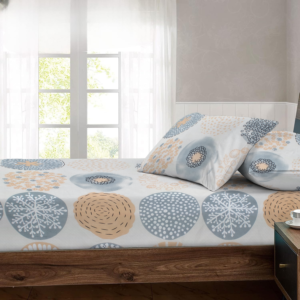 RD TREND® 360° Fitted Bedsheets Double Size 78x60x8 Inch, Elastic Bedsheets for Queen Size Bed with 2 Pillow Covers-18x28 Inch (Circls-Brown)