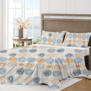 RD TREND Bedsheet for Double Bed 90 x 100 Inches, Glace Cotton Double Bedsheet with 2 Pillow Covers 18 x 28 Inches (Circls-Brown)