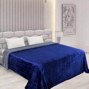 RD TREND Premium Double Bed/Mild Winter Sherpa Blanket Super Soft Flannel for Bed, Sofa, Couch, Camping and Travel (Plain) (Blue)