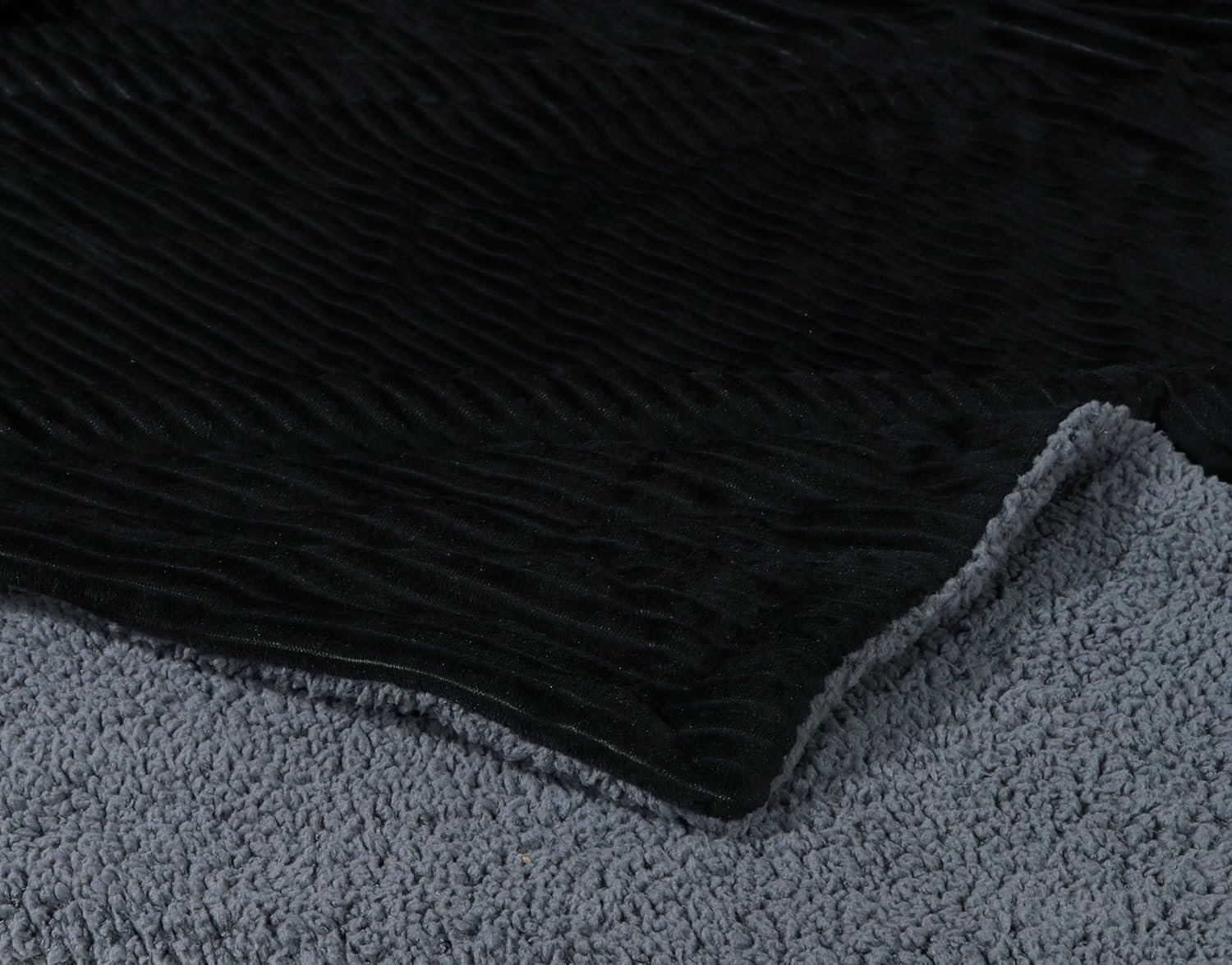 RD TREND Premium Blanket Single Bed/Mild Winter Sherpa Blanket Super Soft Stripe Flannel for Bed, Sofa, Couch, Camping and Travel (Black)