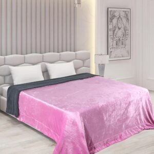 RD TREND Premium Double Bed/Mild Winter Sherpa Blanket Super Soft Flannel for Bed, Sofa, Couch, Camping and Travel (Plain) (Pink)