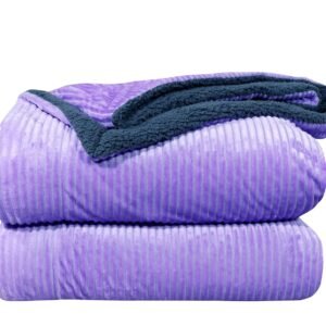RRD TREND Premium Blanket Single Bed/Mild Winter Sherpa Blanket Super Soft Stripe Flannel for Bed, Sofa, Couch, Camping and Travel (Lavender)D TREND Premium Blanket Double Bed/Mild Winter Sherpa Blanket Super Soft Stripe Flannel for Bed, Sofa, Couch, Camping and Travel (Lavender )