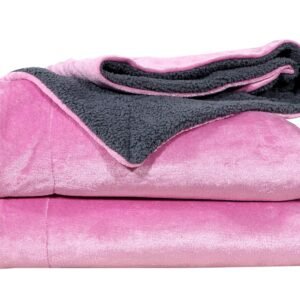 RD TREND Premium Double Bed/Mild Winter Sherpa Blanket Super Soft Flannel for Bed, Sofa, Couch, Camping and Travel (Plain) (Pink)