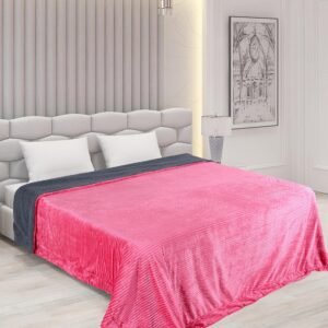 RD TREND Premium Blanket Double Bed/Mild Winter Sherpa Blanket Super Soft Stripe Flannel for Bed, Sofa, Couch, Camping and Travel (Selmon)