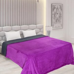 RD TREND Premium Blanket Double Bed/Mild Winter Sherpa Blanket Super Soft Stripe Flannel for Bed, Sofa, Couch, Camping and Travel (Dark Pink)