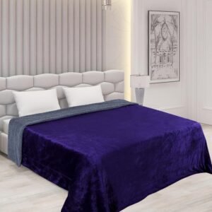 RD TREND Premium Double Bed/Mild Winter Sherpa Blanket Super Soft Flannel for Bed, Sofa, Couch, Camping and Travel (Plain) (Navy-Blue)