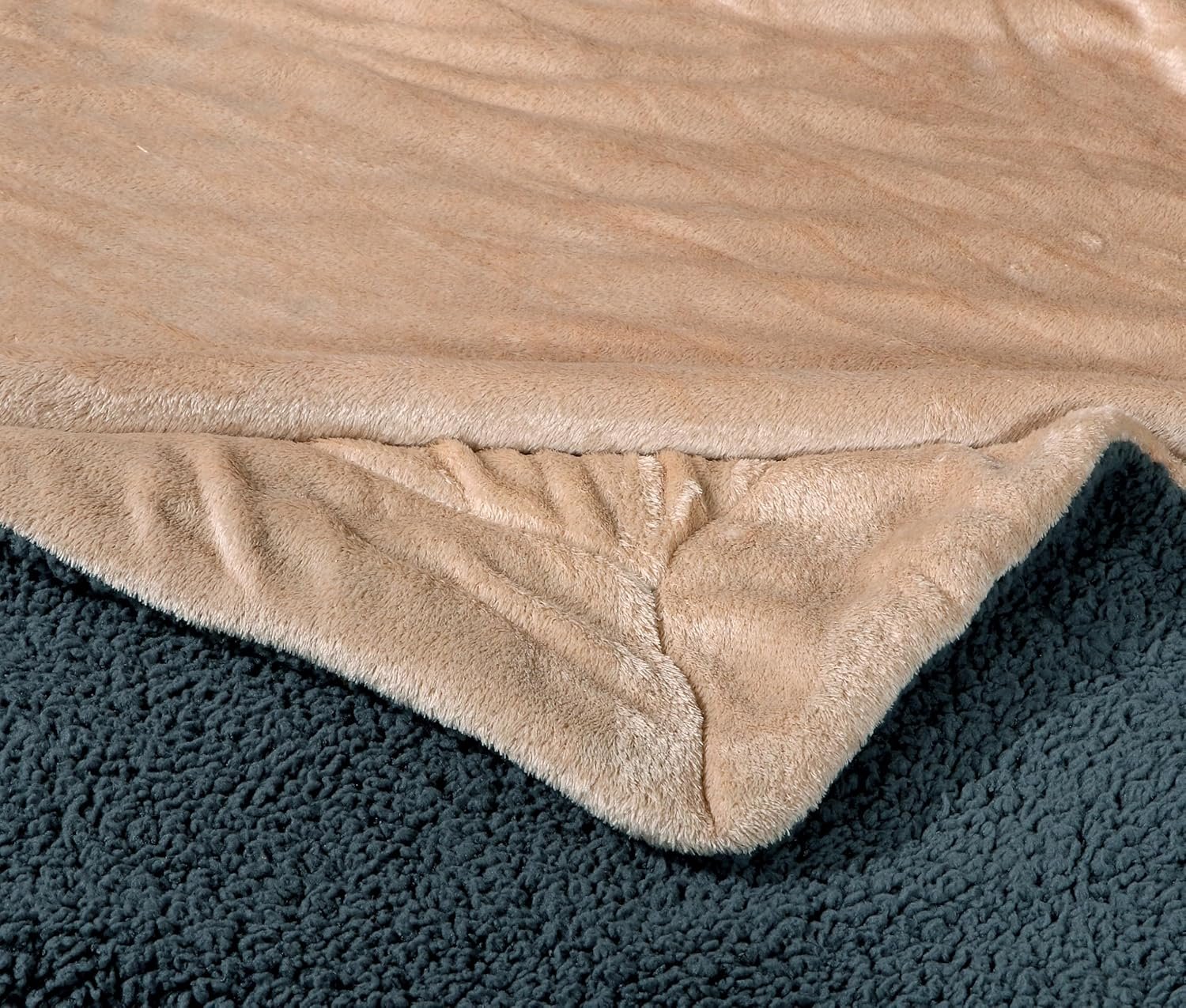 RD TREND Premium Double Bed/Mild Winter Sherpa Blanket Super Soft Flannel for Bed, Sofa, Couch, Camping and Travel (Plain) (Beige)