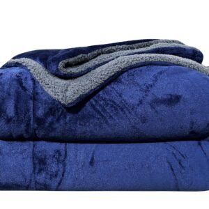 RD TREND Premium Double Bed/Mild Winter Sherpa Blanket Super Soft Flannel for Bed, Sofa, Couch, Camping and Travel (Plain) (Blue)