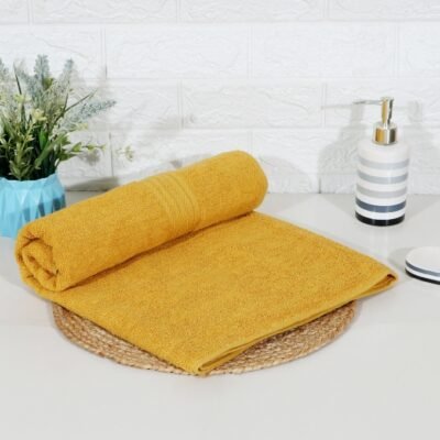 100% Cotton 650 GSM Soft & Absorbent Large Bath Towel Yellow 72x150 cm