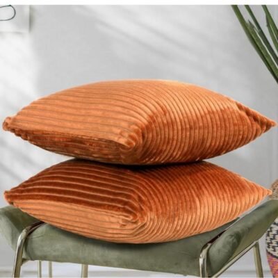 Cushion Cover Set of 5, Decorative Sofa Living Room Home Square Cushion Covers 16 Inch x 16 Inch, Aesthetic Corduroy Striped Double Sided (Aqua,Pack of 5)