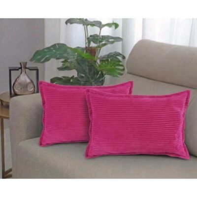18x 28 Inches, Magenta, Corduroy Self Stripe 250 GSM Rectangular Cushion Covers Set of 2 | Throw Pillow Covers for Sofa, Bed & Living Room | Perfect for Home Décor