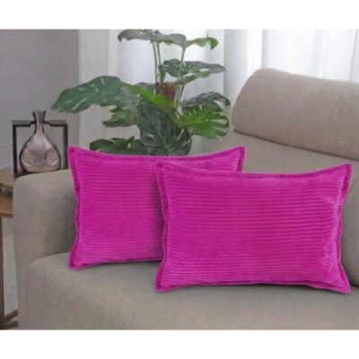 18x28 inches, Dark Pink, Corduroy Cushion Cover Set of 2, Striped Double Sided Decorative Throw Pillowcases for Sofa, Bed & Living Room Rectangular Long Cushion Covers