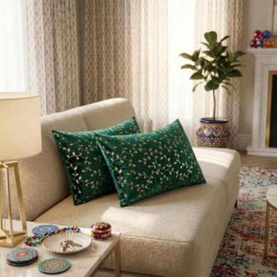 Velvet Rectangular 12x18 Inches Cushion Covers Set of 2 | Throw Pillow Covers for Sofa, Bed & Living Room | Perfect for Home Décor Cream Caramel